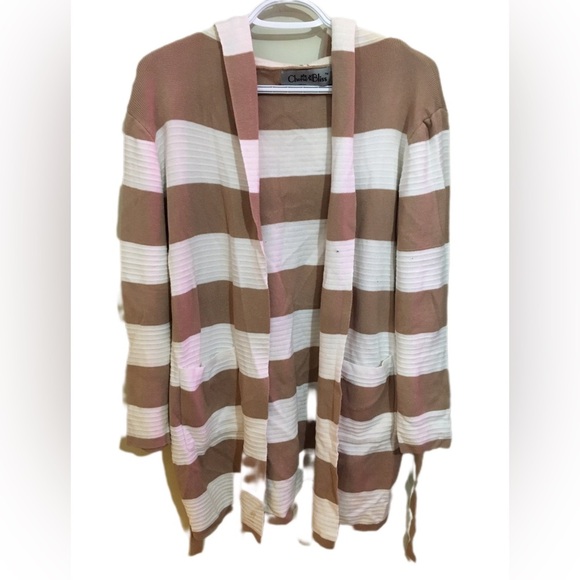Cherie Bliss Sweaters - Brown and White Striped Women's Sweater